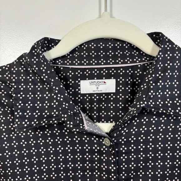 Untuckit Black And Pink Button Down Shirt Dress w/ Tie Sz 8 Preppy Cruise Work - Picture 2 of 7